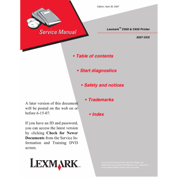 Lexmark C C930 C935 5057 Service Manual