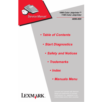 Lexmark ColorJetprinter 1000 1100 4096 Service Manual
