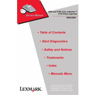 Lexmark ColorJetprinter 5000 5700 5770 4093 Service Manual