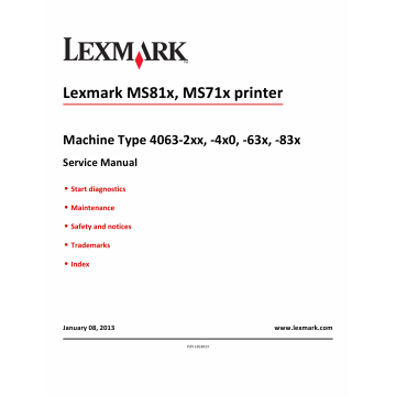 Lexmark MS MS710 MS711 MS810 MS811 MS812 M5150 M5160 M5170 4063 Service Manual