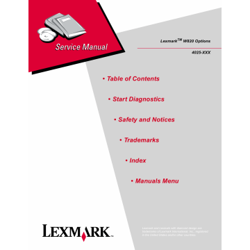 Lexmark W W820-Options 4025 Service Manual