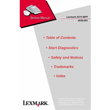 Lexmark X X215MFP 4038 Service Manual