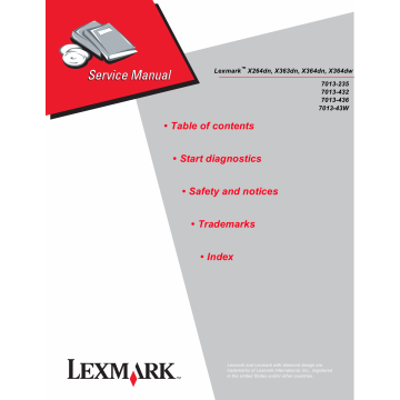 Lexmark X X264dn X363dn X364dn X364dw 7013 Service Manual