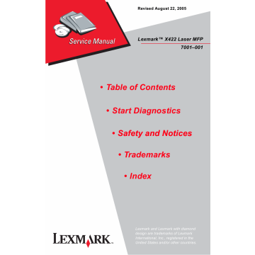 Lexmark X X422MFP 7001 Service Manual