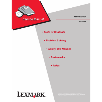 Lexmark X X4500Scanner 4036 Service Manual