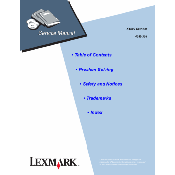 Lexmark X X4500 4036 Service Manual