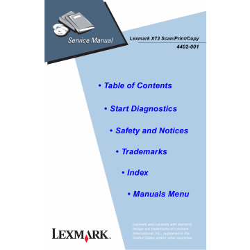 Lexmark X X73 4402 Service Manual