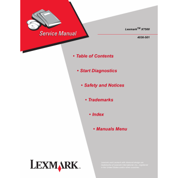 Lexmark X X7500 4036 Service Manual