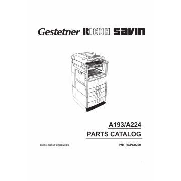 RICOH Aficio 200 250 A193 A224 Parts Catalog
