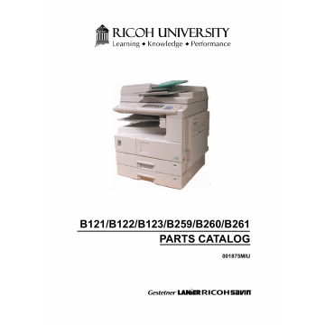 RICOH Aficio 2015 2016 2018 2018d 2020 2020D B121 B122 B123 B259 B260 B261 Parts Catalog