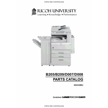 RICOH Aficio 3025 3030 MP2510 MP3010 B205 B209 D007 D008 Parts Catalog