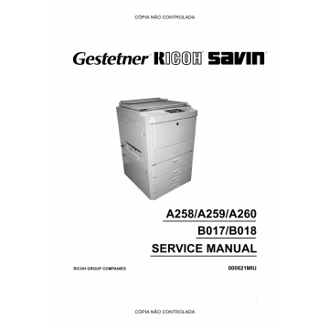 RICOH Aficio 3506 4506 3006 4006 4106 A258 A259 A260 B017 B018 Service Manual
