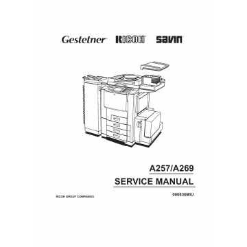 RICOH Aficio 6010 6110 A257 A269 Parts Service Manual