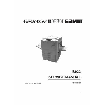 RICOH Aficio 6513 B023 Parts Service Manual