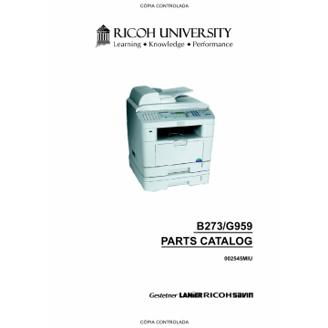 RICOH Aficio AC205 AC205L B273 G959 Parts Catalog