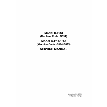 RICOH Aficio AP-400 AP600 AP600N G091 G094 G095 Parts Service Manual