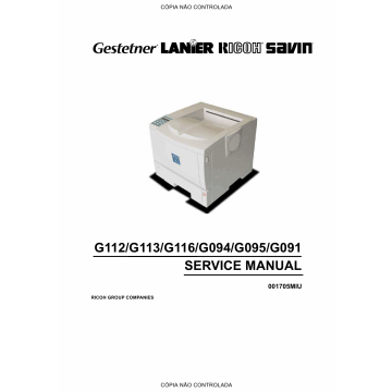 RICOH Aficio AP-410 410N 610B 4100 400N 600N G112 G113 G116 G094 G095 G096 Service Manual