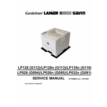 RICOH Aficio AP-610N AP410N AP410 G112 G113 G116 Parts Service Manual