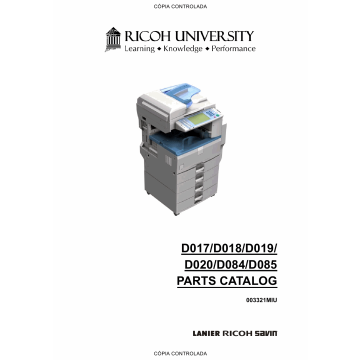 RICOH Aficio MP-2550B 2550SP 3350B 3350SP 2851SP 3351SP D017 D018 D019 D020 D084 D085 Parts Catalog
