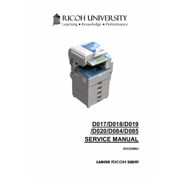 RICOH Aficio MP-2550B 2550SP 3350B 3350SP 2851SP 3351SP D017 D018 D019 D020 D084 D085 Service Manual