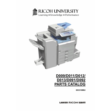 RICOH Aficio MP-4000 4001SP 40001G 5000 5001SP 5001G D009 D011 D012 D013 D091 D092 Parts Catalog