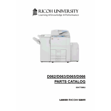 RICOH Aficio MP-6001 7001 8001 9001 D062 D063 D065 D066 Parts Catalog
