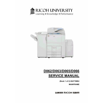 RICOH Aficio MP-6001 7001 8001 9001 D062 D063 D065 D066 Service Manual