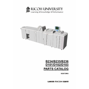 RICOH Aficio MP-9000 1110 1350 906EX 1106EX 1356EX B234 B235 B236 D101 D102 D103 Parts Catalog