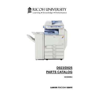 RICOH Aficio MP-C2800 C3300 D023 D025 Parts Catalog