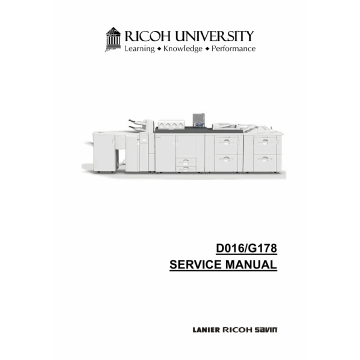 RICOH Aficio Pro-C900 C900s D016 G178 Parts Service Manual