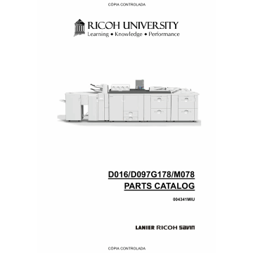 RICOH Aficio Pro-C900s C720s C900 C720 D016 D097 G178 M078 Parts Catalog