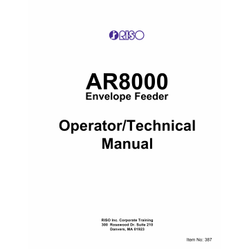 RISO AR 8000 EnvelopeFeeder Service Parts Manual