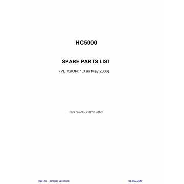 RISO HC 5000 Parts List Manual