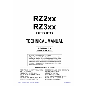 RISO RZ 200 220 230 230C 300 310 370 370C 390 TECHNICAL Service Manual