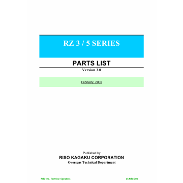 RISO RZ 300 310 330 370 390 500 510 570 590 TECHNICAL Parts List Manual