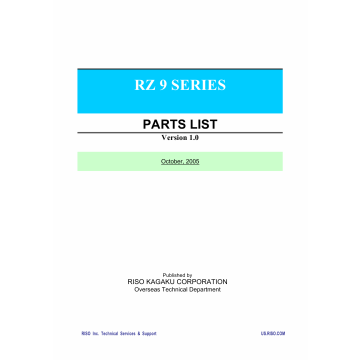 RISO RZ 990 997 970 977 970 977 RV9690 RV9698 Parts List Manual
