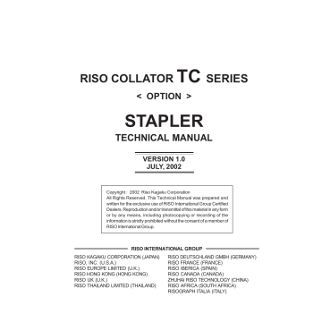 RISO TC 5100 Stapler-Option TECHNICAL Service Manual