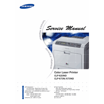 Samsung Color-Laser-Printer CLP-620ND 670N 670ND Parts and Service Manual
