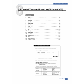 Samsung Color-Laser-Printer CLP-650N Parts Manual