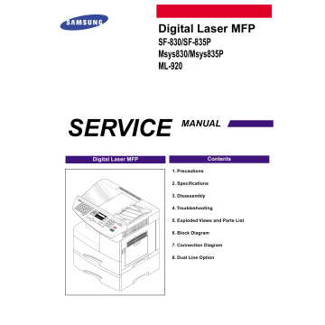 Samsung Digital-Laser-MFP SF-830 835P Msys-830 835P ML-920 Parts and Service Manual