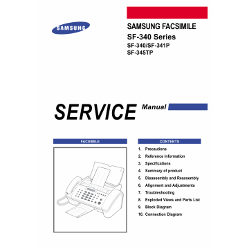 Samsung FACXIMILE SF-340 341P 345TP Parts Manual