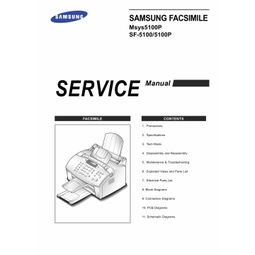 Samsung FACXIMILE SF-5100 5100P Msys-5100P Parts and Service Manual