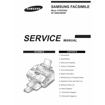 Samsung FACXIMILE SF-5800 5800P Msys-5150 5200 Parts and Service Manual