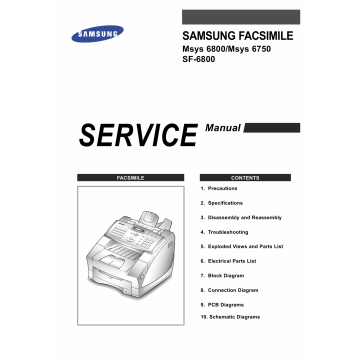 Samsung FACXIMILE SF-6800 Msys-6800 6750 Parts and Service Manual