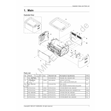 Samsung Laser-Printer ML-1860 Parts Manual