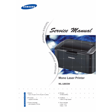 Samsung Laser-Printer ML-1865W Parts and Service Manual