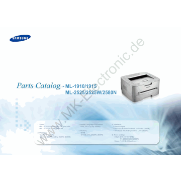 Samsung Laser-Printer ML-1910 1915 2525 2525W 2580N Parts Manual