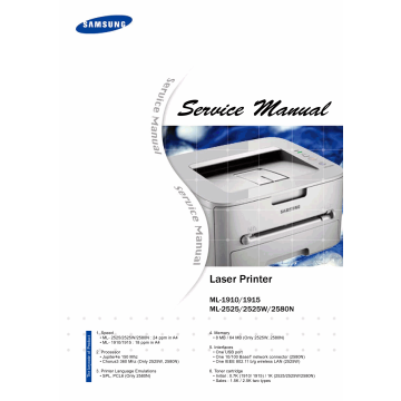 Samsung Laser-Printer ML-1910 1915 2525 2525W 2580N Parts and Service Manual