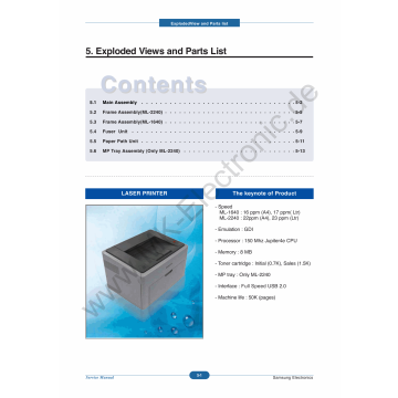 Samsung Laser-Printer ML-2240 Parts Manual