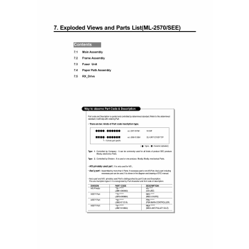 Samsung Laser-Printer ML-2570 Parts Manual